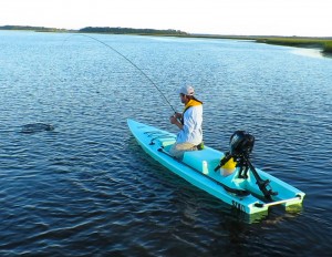 landing fish in solo skiff
