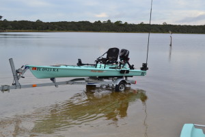 Kayak trailer with solo skiff loading