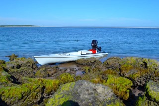 fishing kayak on the rocks at talbot island