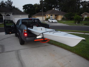 Kayak in pickup truck bed