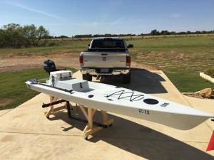 Solo Skiff on a dolly