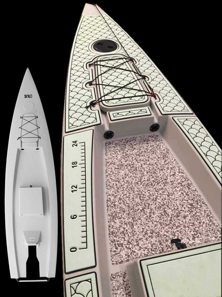 A custom Solo Skiff deck mat